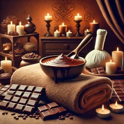 Chocolate being poured over the skin during a massage.