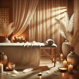 Light feather touches on the skin during a sensual massage.