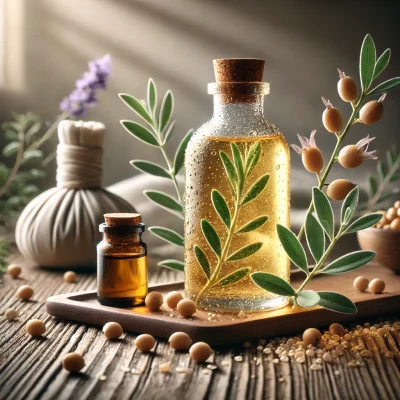 Jojoba oil being applied during a massage session.
